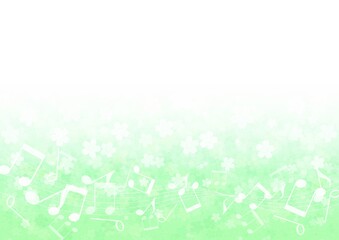 草花と音符の背景イラスト no.03