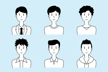 笑顔の男性のベクターイラストセット