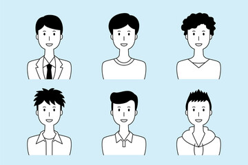 笑顔の男性のベクターイラストセット