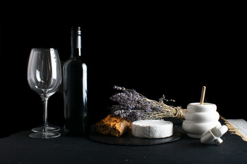 Bottle of wine and glasses