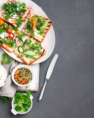 Variety of vegan sandwiches for breakfast