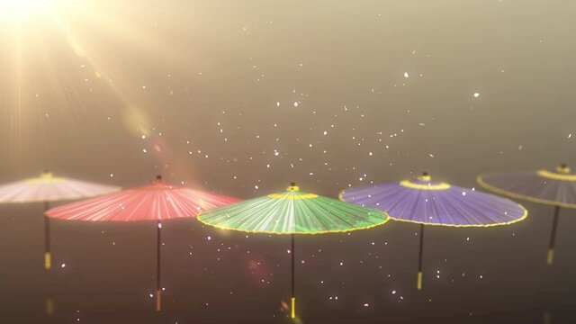 Japanese Chinese umbrella parasol loop animation