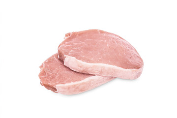 raw pork loin on a white background