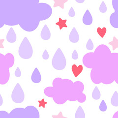 Seamless Pattern Water drops with Clouds