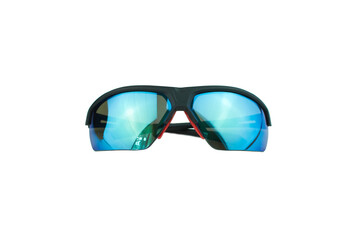 Blue bicycle sport sunglasses isolated on white background