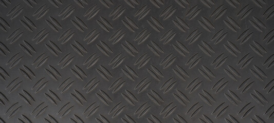 Top view of anthracite gray grey aluminium checker plate texture background banner panorama