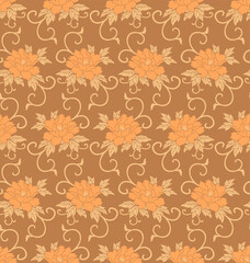 Japanese Luxury Peony Vector Seamless Pattern