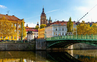 Picturesque streets of the city Hradec Kralove. Czech Republic