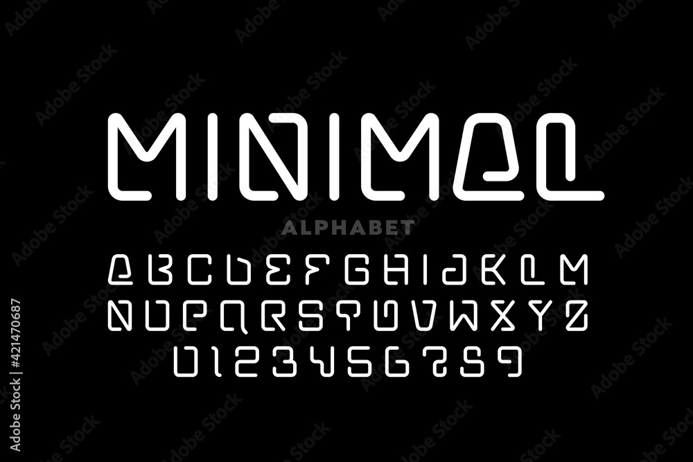 Fototapete minimal style font design, alphabet letters and numbers