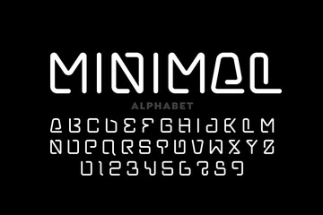 Minimal style font design, alphabet letters and numbers