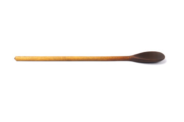 brown wooden spoon isolated on white background,