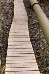 Wooden footbridge wooden path bridge 