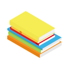 Stack of books blue, green, red, orange and yellow vector isolate. Pile of books