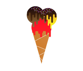 Ice cream cone solid black icon. symbol of refreshment and sweet food. Flat vector illustration.