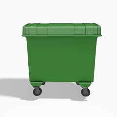3d render large plastic green dumpster