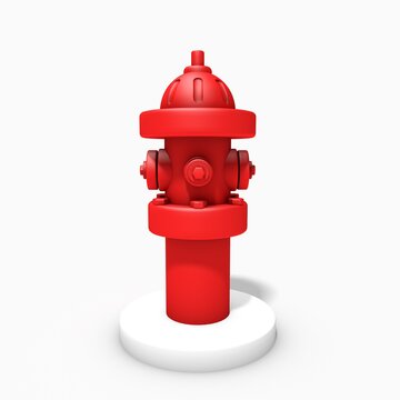 3d render red fire hydrant on white background