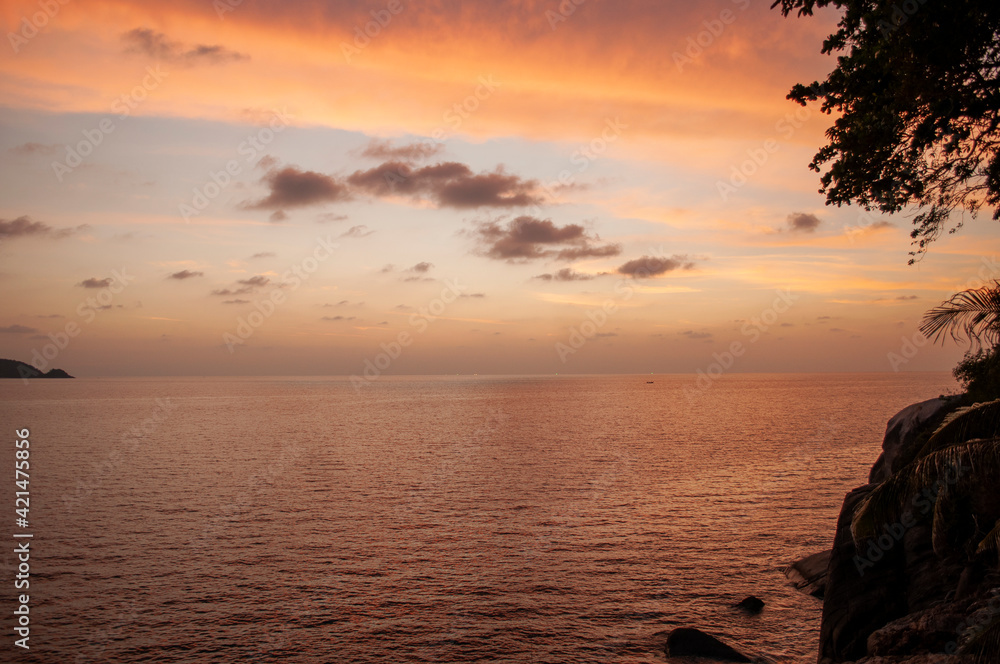 Wall mural after the sunset, patong beach, thailand