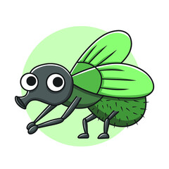 Fly Animal Icon Cute Character. Flying Insect Mascot Vector Illustration. Zoo Kids Drawing Cartoon