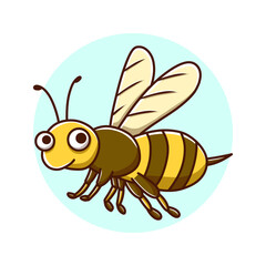 Bee Flying Animal Kids Drawing Cartoon. Honeybee Sting Cute Character. Insect Mascot Vector Illustration