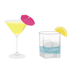 Classic alcohol cocktail drinks isolated on white. Vector illustration.