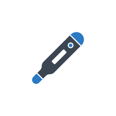 Electronic Thermometer Glyph Related Vector Icon.