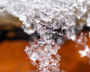 Selective focus shot of melting ice