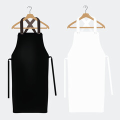 White and black aprons, apron mockup, clean apron. Vector illustration