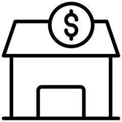 An outline design, icon of money house