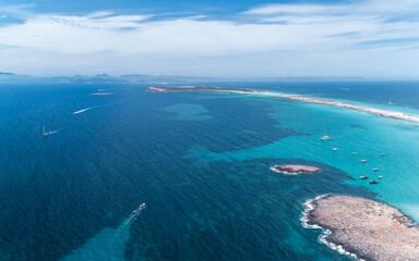 Amazing high aerial of Formentera the Maldives of Europe