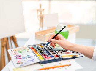 Fototapeta premium Brushes and watercolor