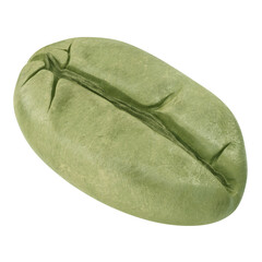 Realistic green coffee bean, 3D render
