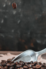 Coffee Beans on Wooden Table 