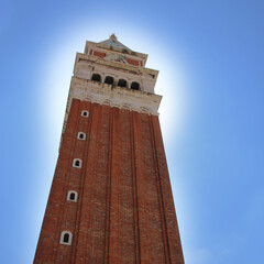 Fototapeta na wymiar St Mark's Campanile (Campanile di San Marco) is the bell tower of St Mark's Basilica in Venice, Italy