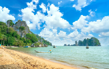 The scenic seascape of the fatherland island in Kien Giang, Vietnam in the summer afternoon which...