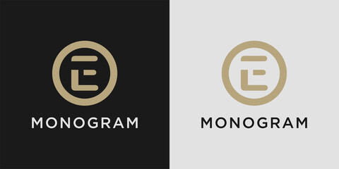 Monogram logo design letter e with creative circle concept