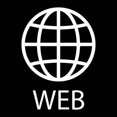 Isolated white WEB symbol with text on black background. Design element for poster, banner, clothes. Simple flat style. Vector illustration.