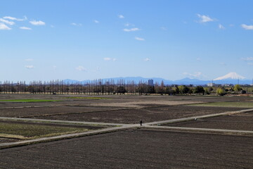 日本　埼玉から見える富士山