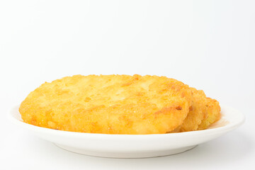 Hash brown on white background