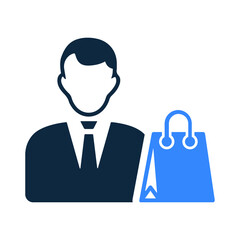 Buy, shopping customer  icon. Glyph vector isolated on a white background.