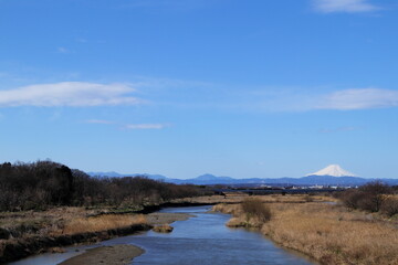 日本　埼玉から見える富士山