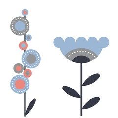 Vector flowers in a flat style. Isolated elements.