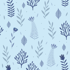 Seamless pattern with flowers and leaves. Creative floral texture. Great for fabric, textile Vector Illustration