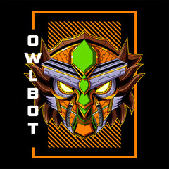 Owl robot head mascot logo design