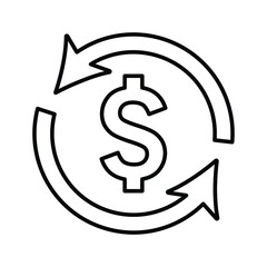 Refund, revert, back payment line icon. Outline vector.