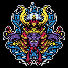 Fototapeta na wymiar Samurai head mascot logo design