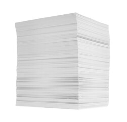 Stack of paper sheets isolated on white