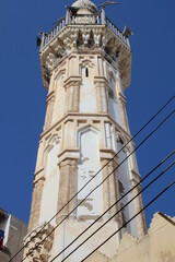 Fototapeta na wymiar A beautiful old minaret in Rasheed city in Egypt