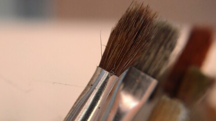 A lot of different brushes close up