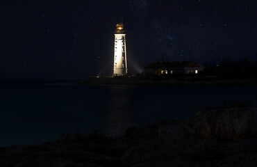Khersones lighthouse, Sevastopol, Crimea under the starry sky