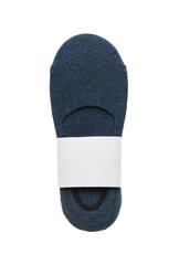 New pair of blue socks on white background